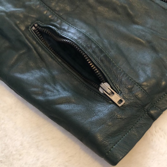 Real Italian leather, dark emerald green jacket, Aviatrix, 8 - Picture 8 of 9